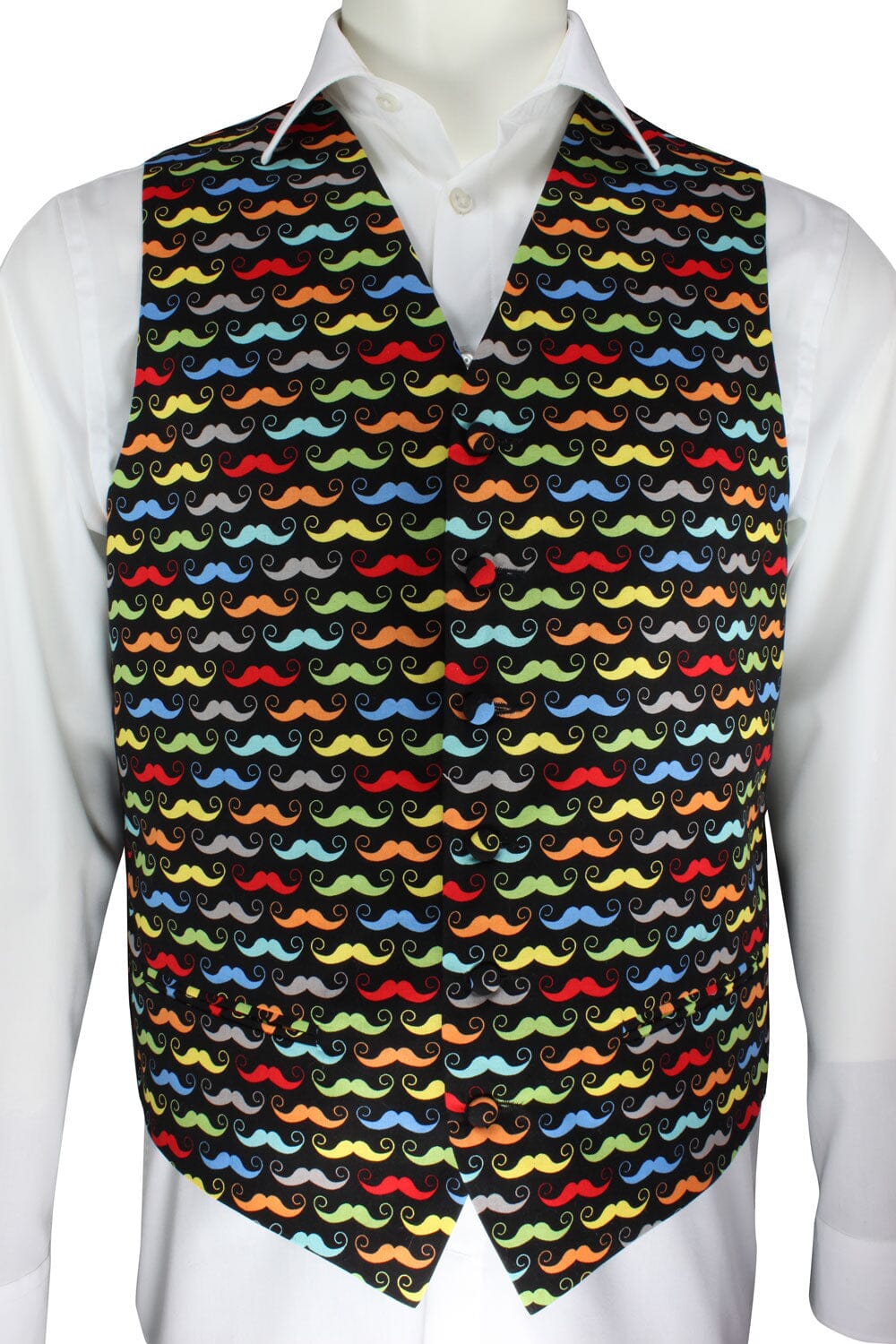 Men's Fancy Waistcoat - STOCK CLEARANCE - Waistcoats - Rainbow Mustache Waistcoat - Size 40R 