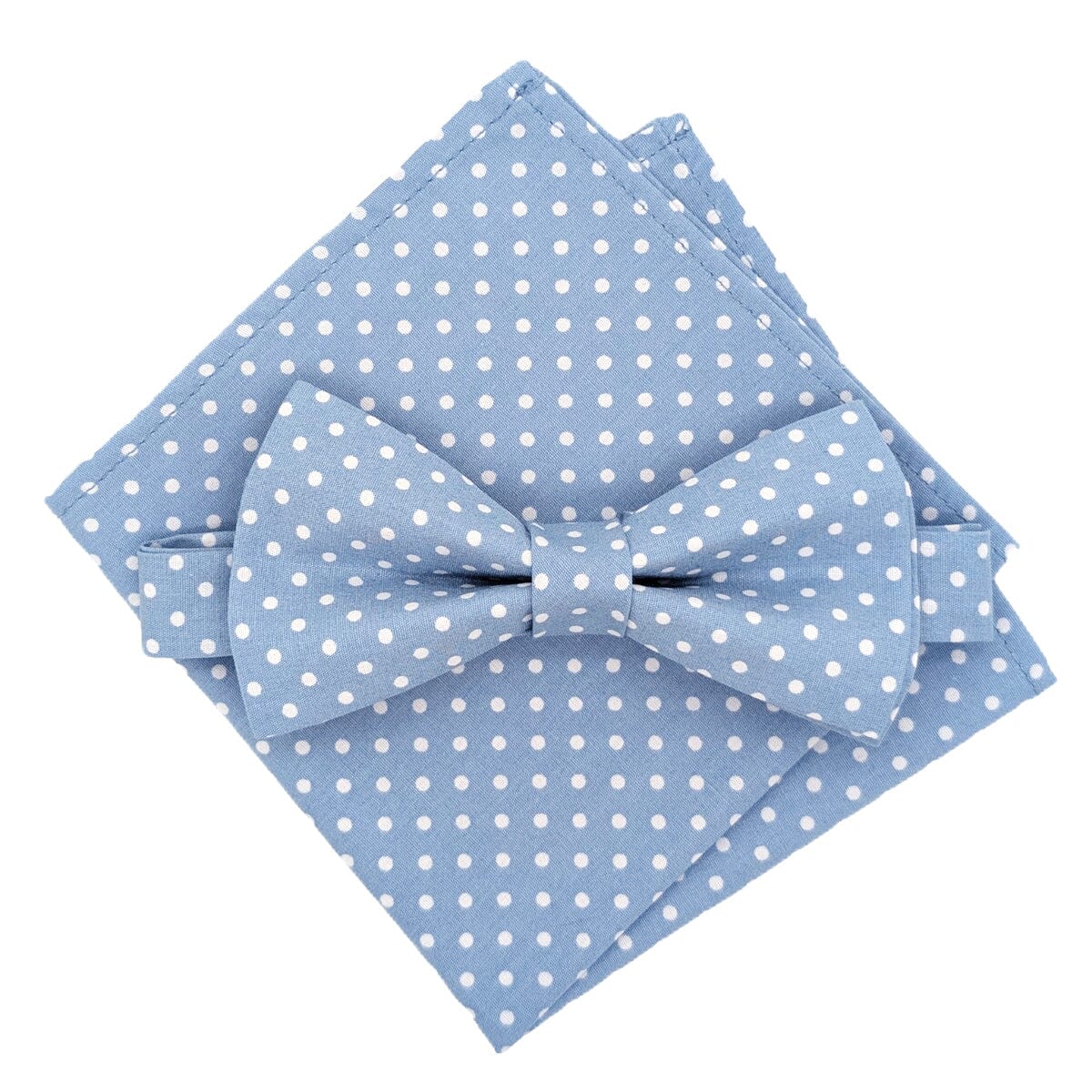 Mid Blue Spot Bow Tie - Bow Ties - Pre-Tied Bow Tie & Pocket Square - Save £1.00 