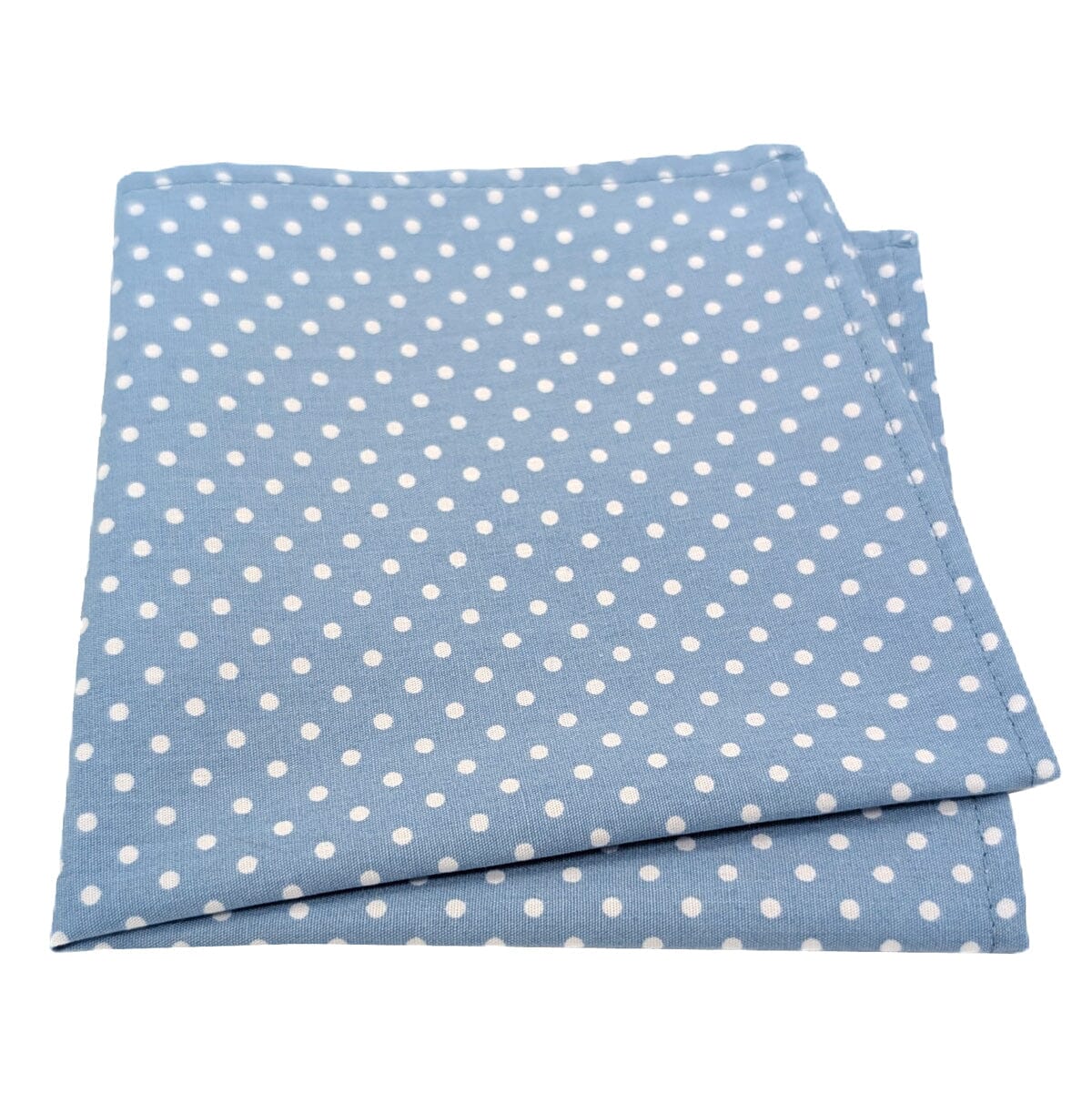 Mid Blue Spot Cotton Pocket Square - Handkerchiefs - 