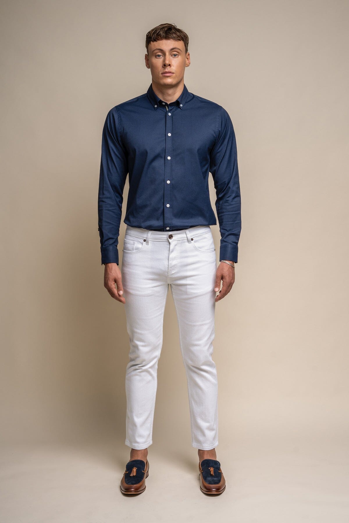 Milano White Stretch Denim Jeans - Jeans - 