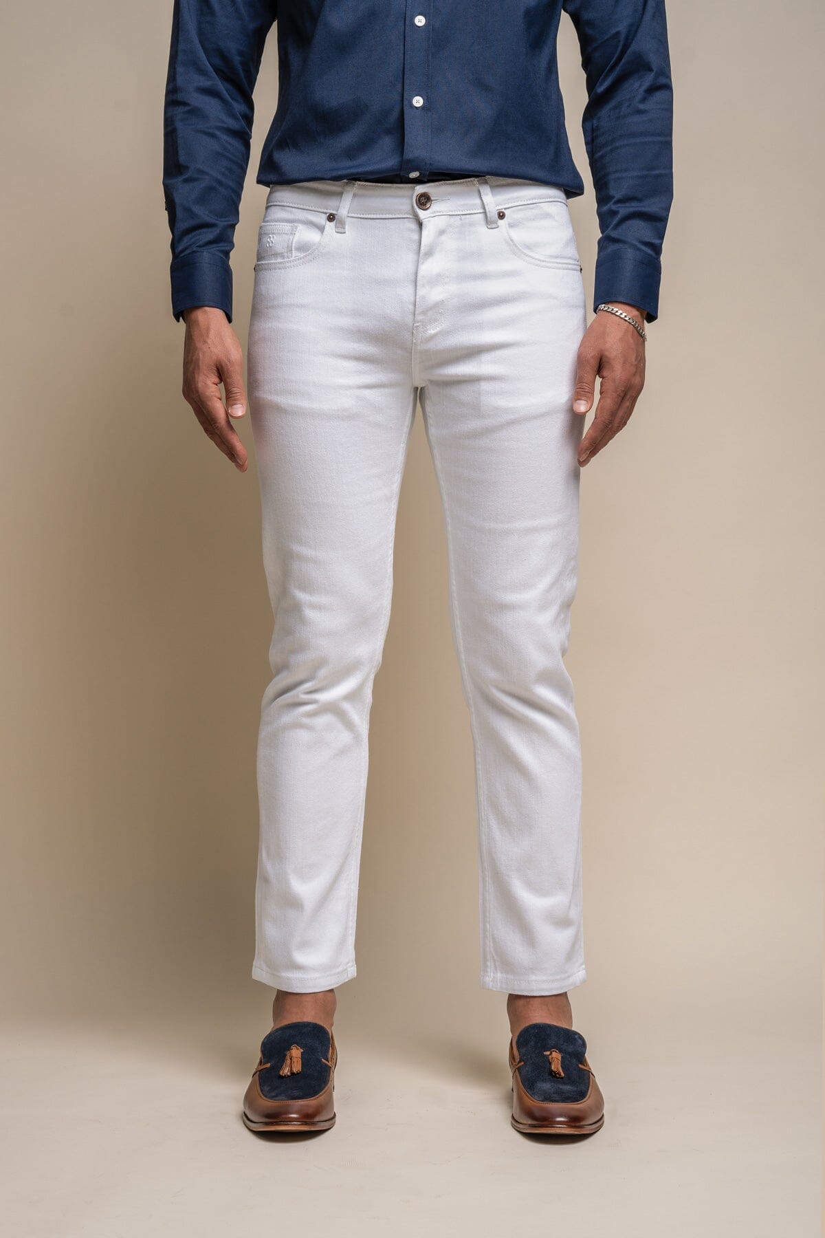 Milano White Stretch Denim Jeans - Jeans - 30R 