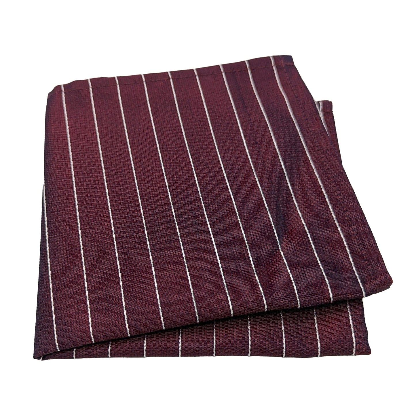 Navy & Burgundy Stripe Silk Pocket Square - Handkerchiefs - - THREADPEPPER
