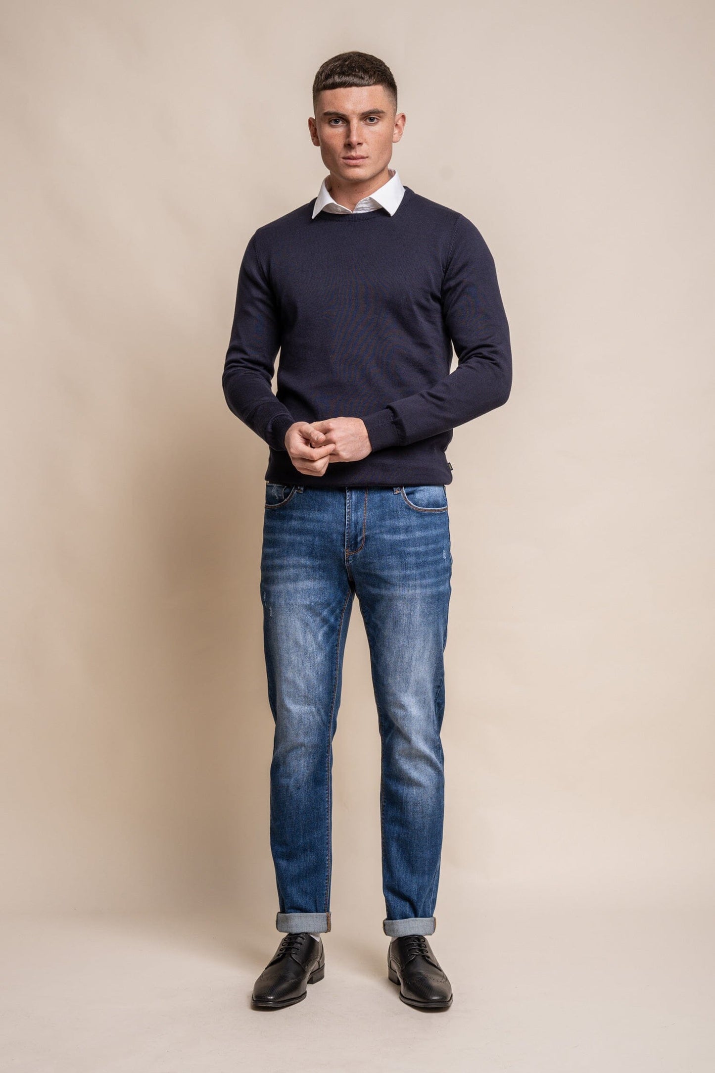 Navy Crewneck Jumper - Jumpers - - THREADPEPPER
