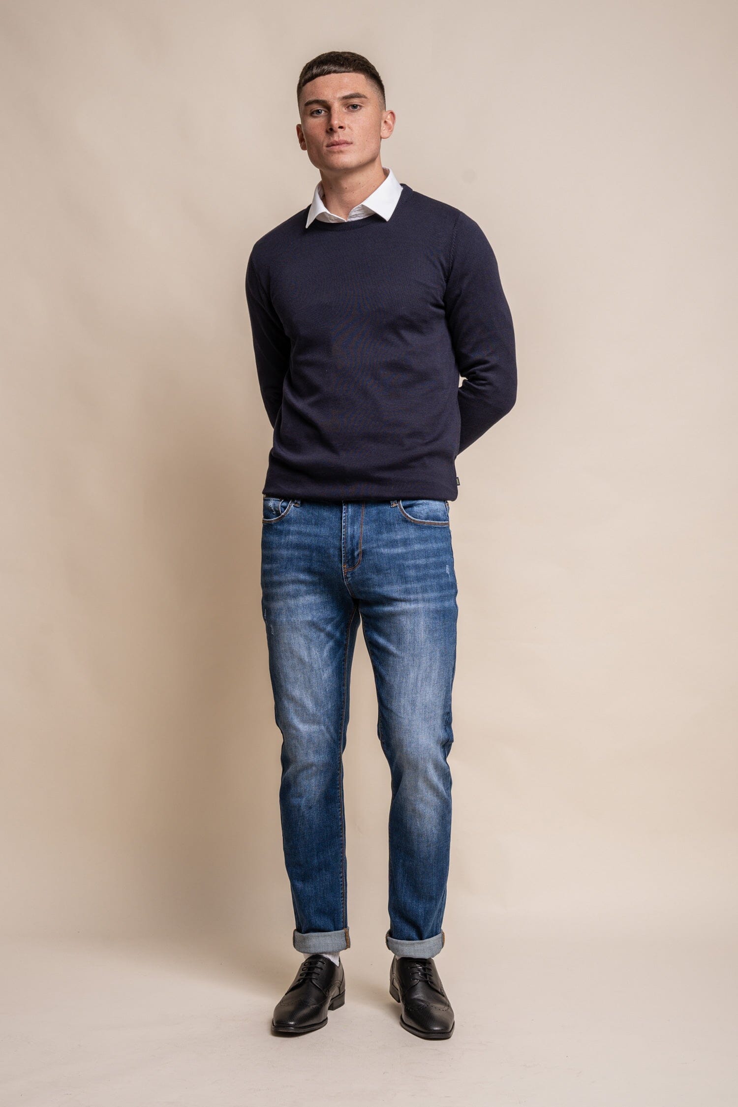 Navy Crewneck Jumper - Jumpers - - THREADPEPPER