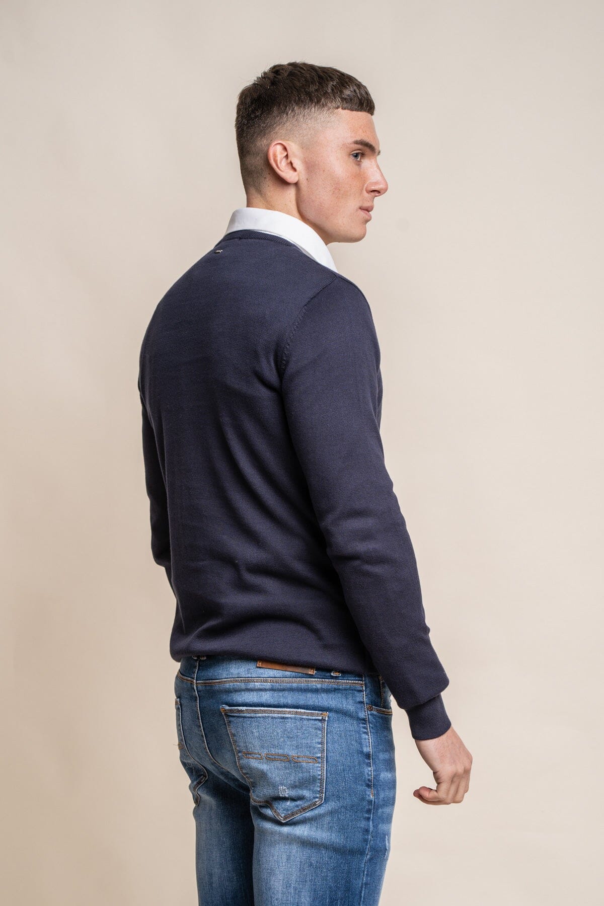 Navy Crewneck Jumper - Jumpers - - THREADPEPPER