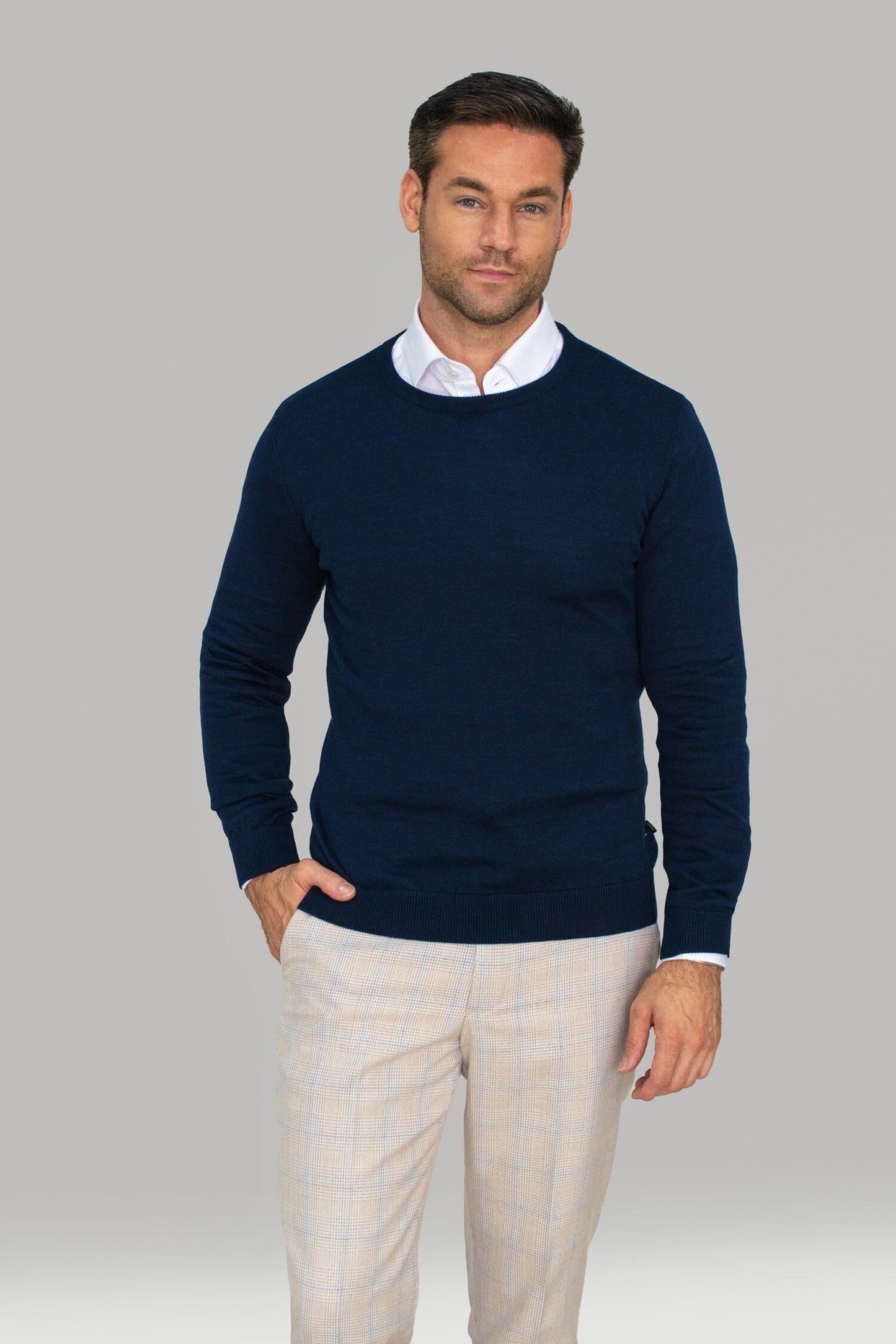 Navy Crewneck Jumper - Jumpers - - THREADPEPPER