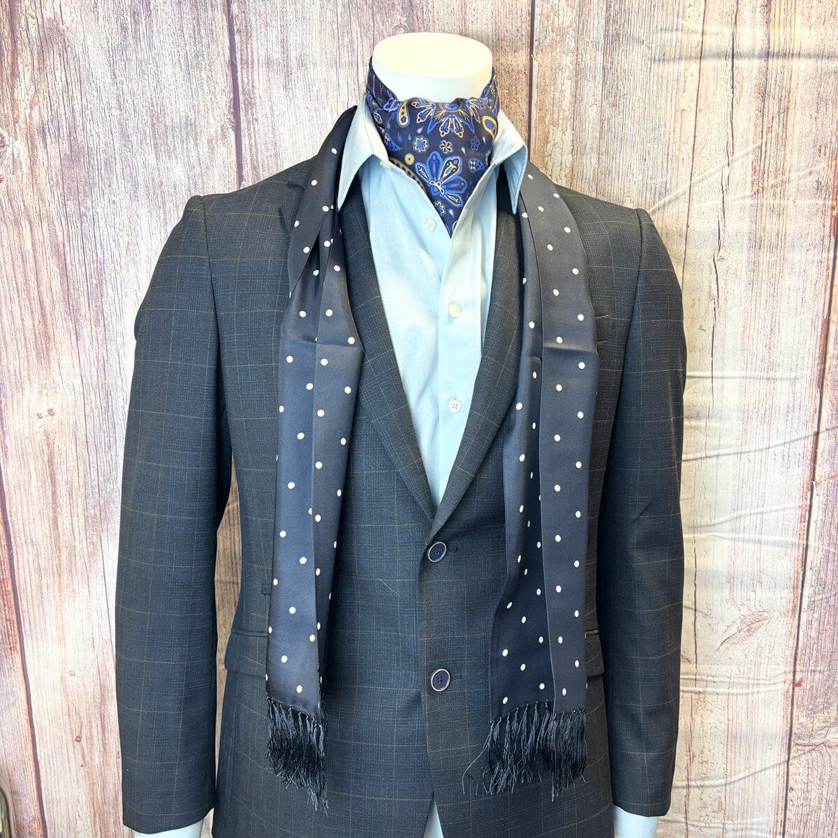 Navy Dot Silk Scarf - Scarves - 