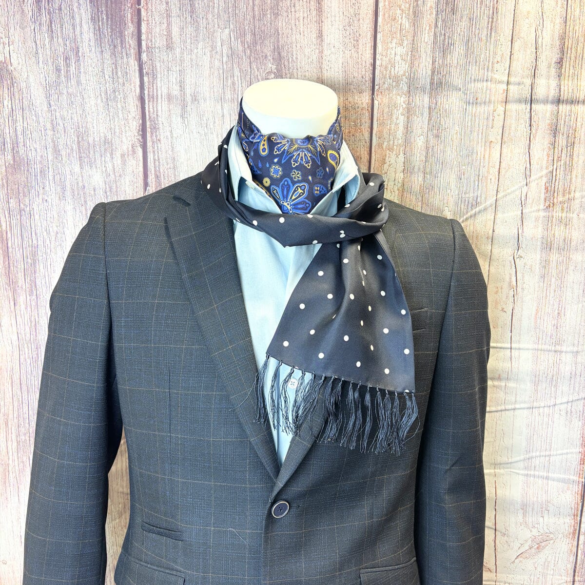 Navy Dot Silk Scarf - Scarves - 