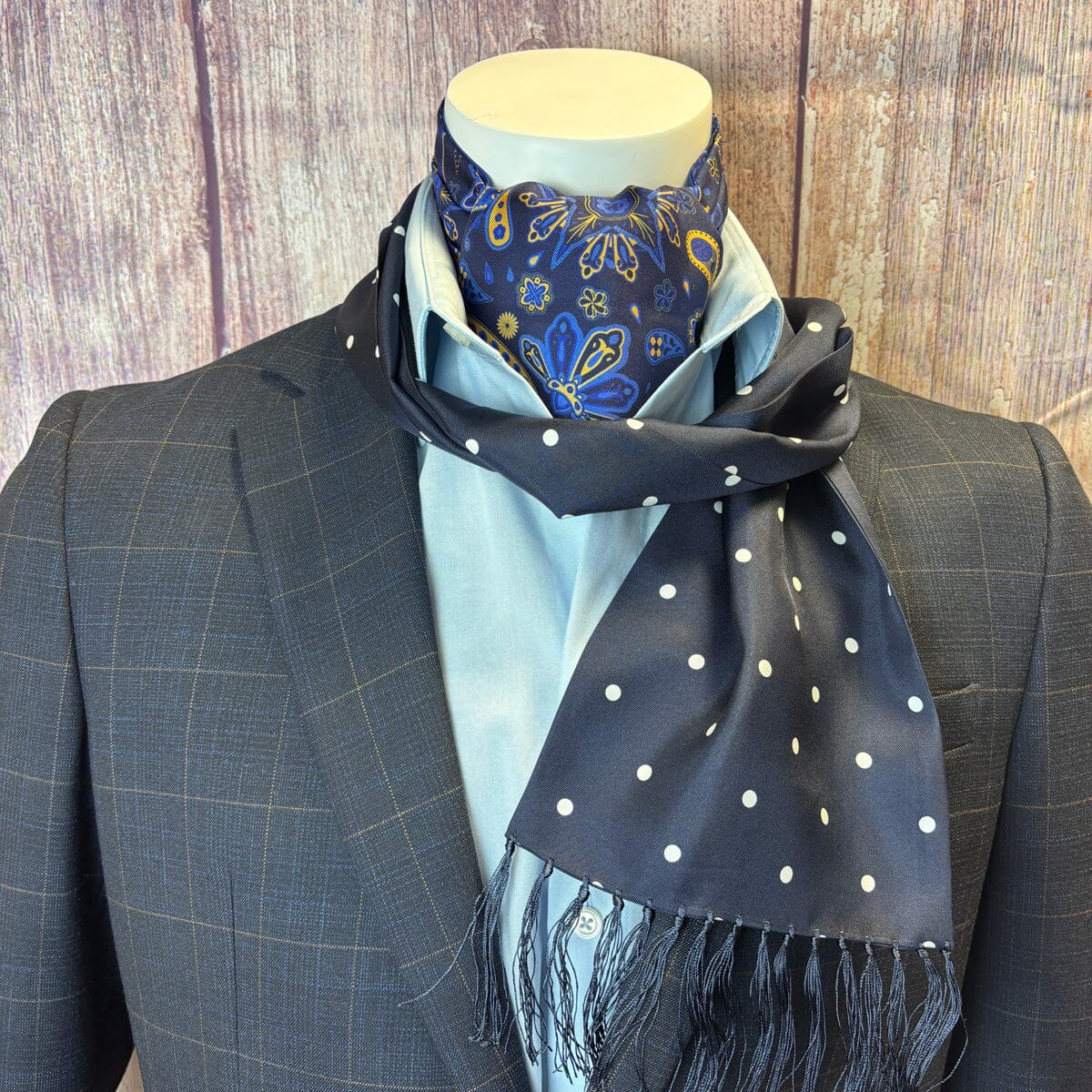 Navy Dot Silk Scarf - Scarves - 