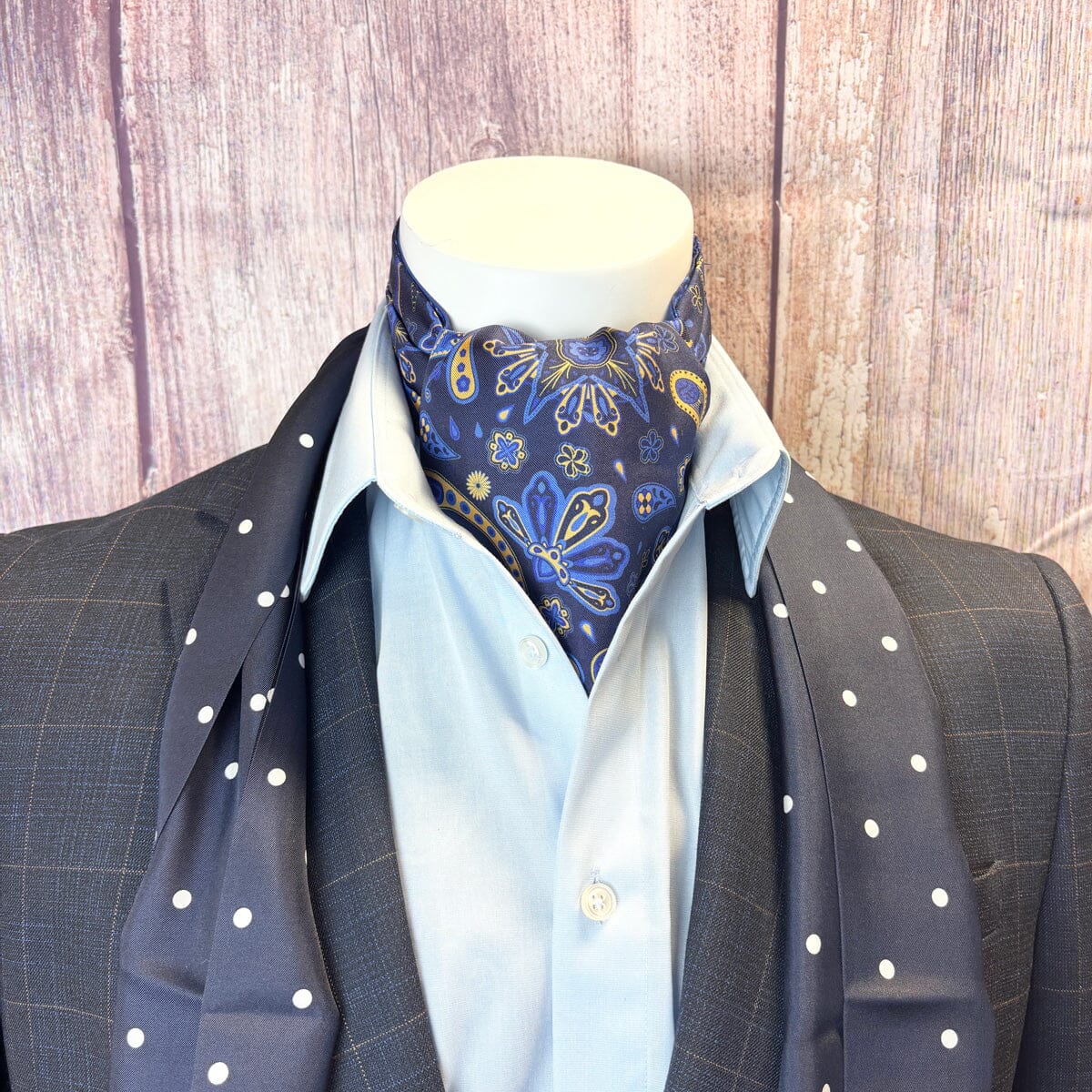 Navy Dot Silk Scarf - Scarves - 
