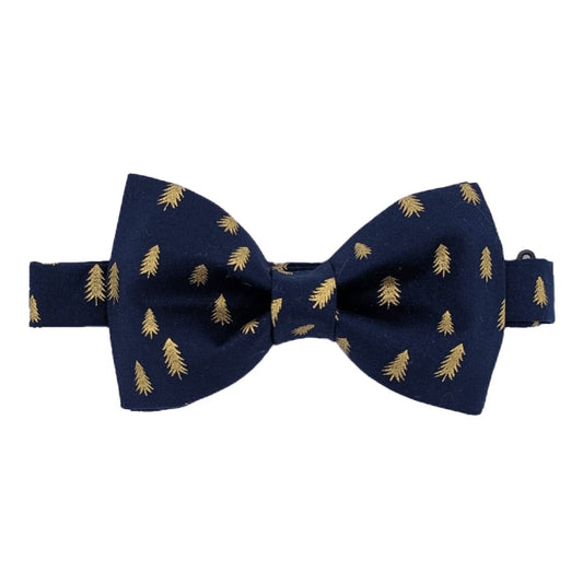 Navy & Gold Christmas Trees Bow Tie - Bow Ties - Pre-Tied 