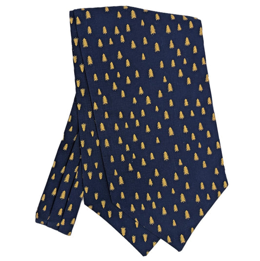 Navy & Gold Christmas Trees Cravat - Cravats - 