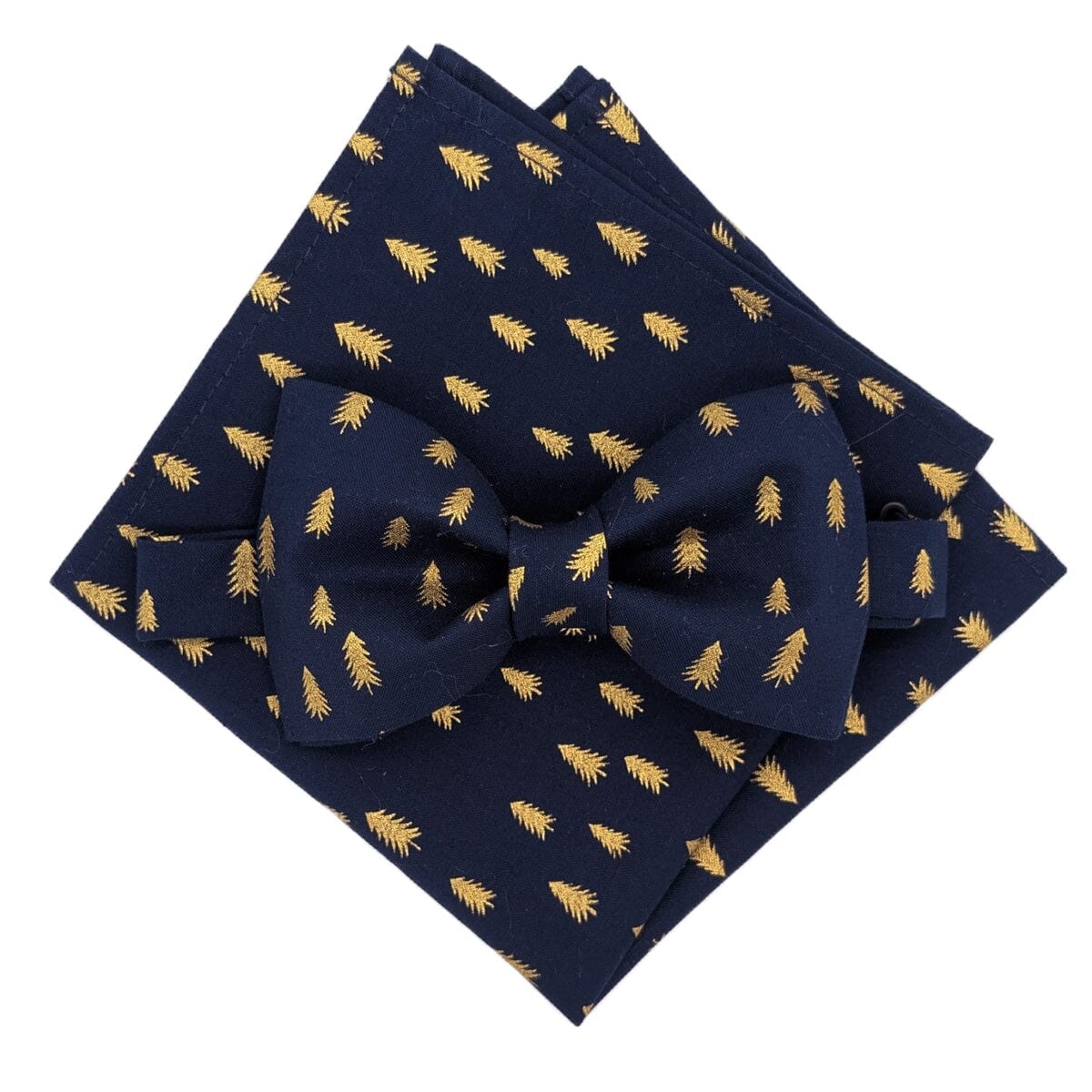 Navy & Gold Christmas Trees Pocket Square - Handkerchiefs - 