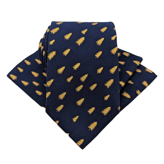 Navy & Gold Christmas Trees Pocket Square - Handkerchiefs - 