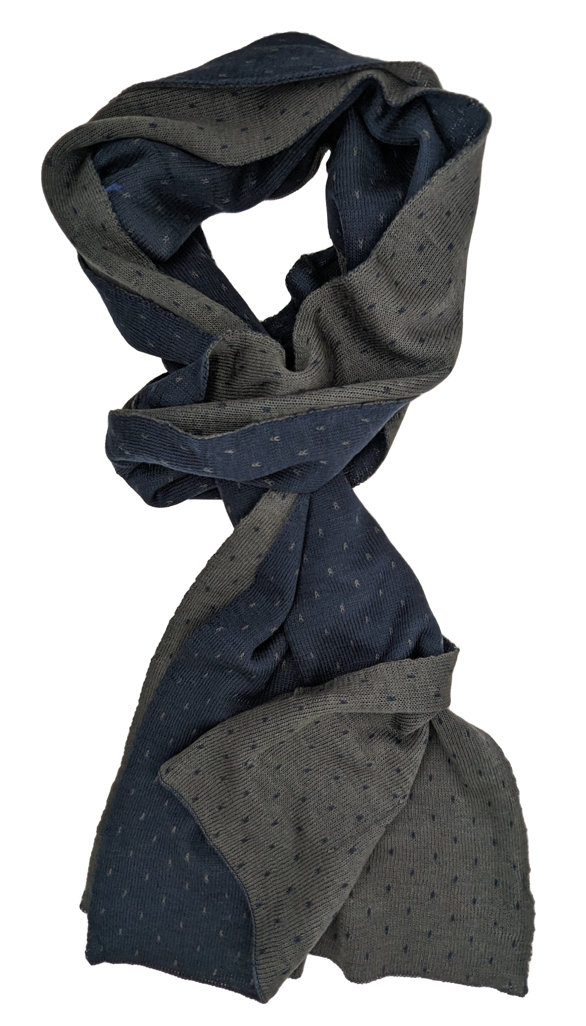 Navy & Grey Reversible Spot Scarf - Scarves - - THREADPEPPER