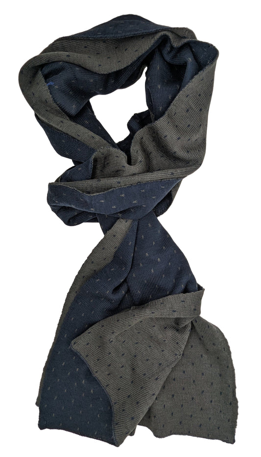 Navy & Grey Reversible Spot Scarf - Scarves - - THREADPEPPER