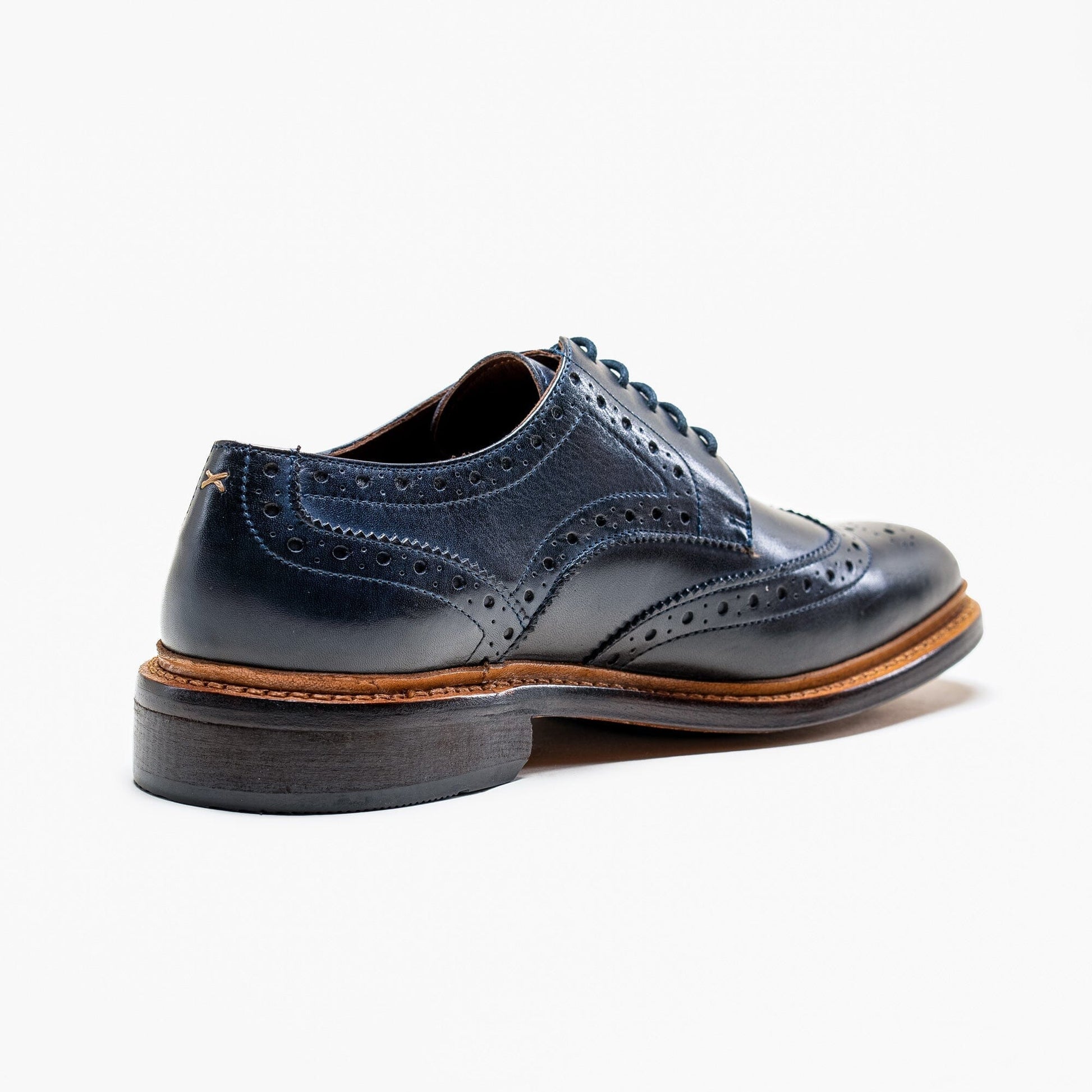 Navy Leather Brogue Shoes - STOCK CLEARANCE - Shoes Sale - 