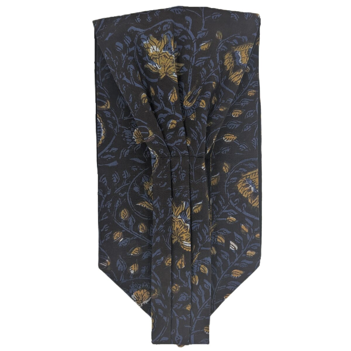 Navy & Mustard Hand-Printed Cotton Cravat - Cravats - 