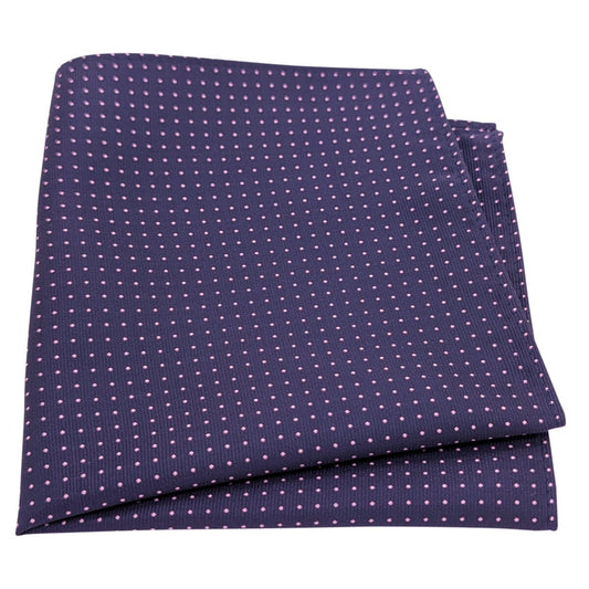 Navy & Pink Pin Dots Pocket Square - Wedding Pocket Square - 