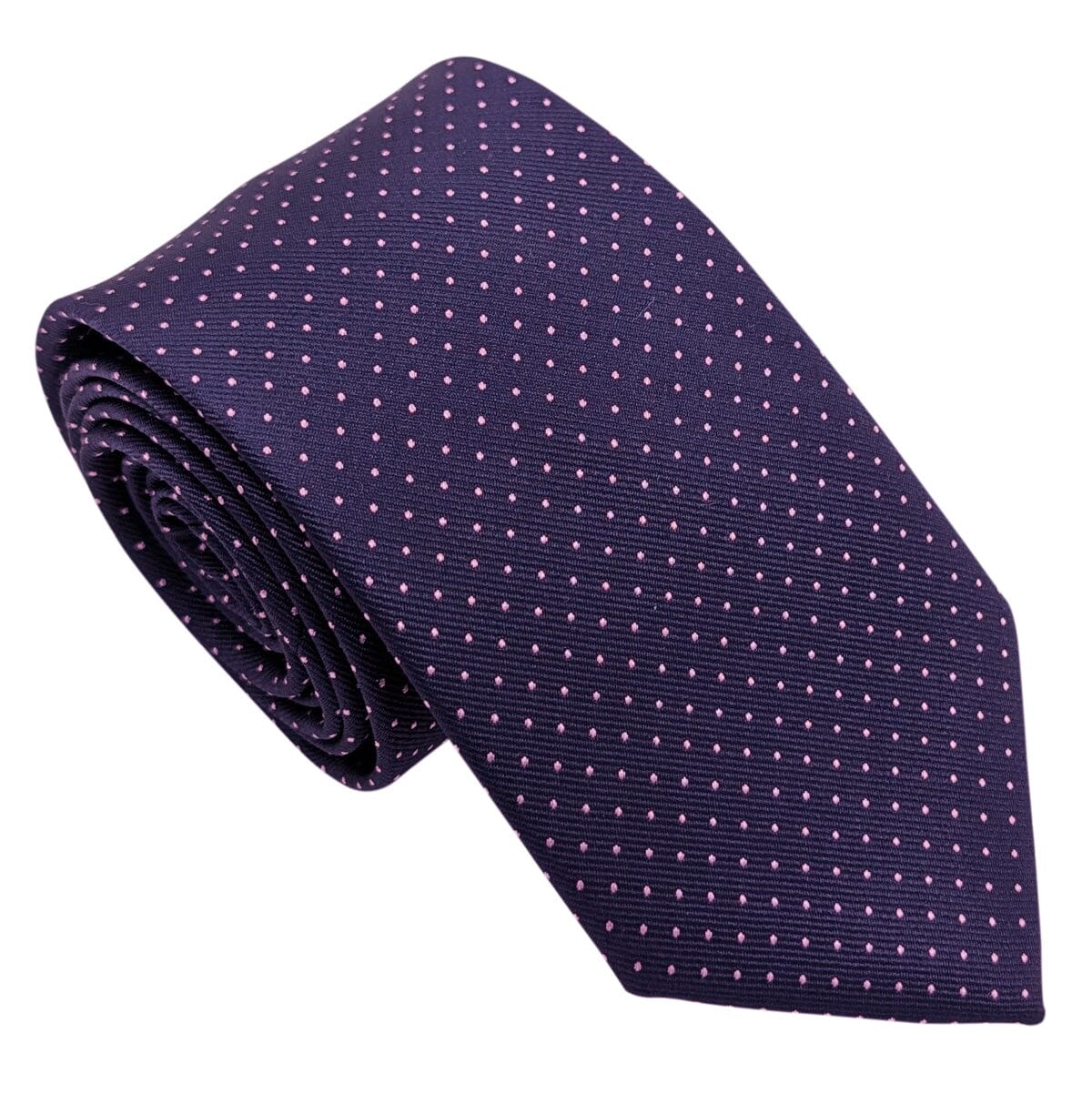 Navy & Pink Pin Dots Wedding Tie - Wedding Tie - Polyester Regular Tie Only