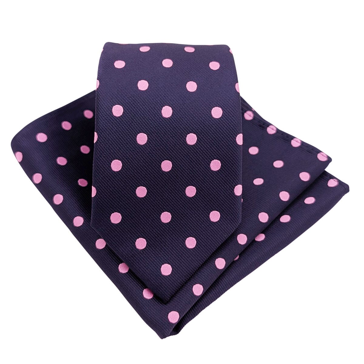 Navy & Pink Spot Pocket Square - Wedding Pocket Square - 