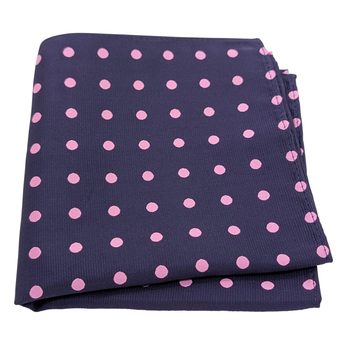 Navy & Pink Spot Pocket Square - Wedding Pocket Square - 