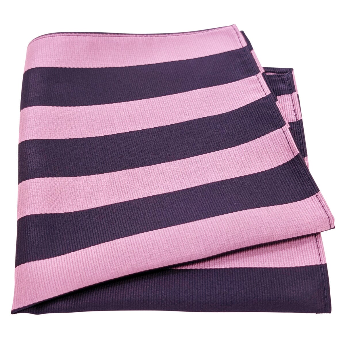 Navy & Pink Stripe Pocket Square - Wedding Pocket Square - 