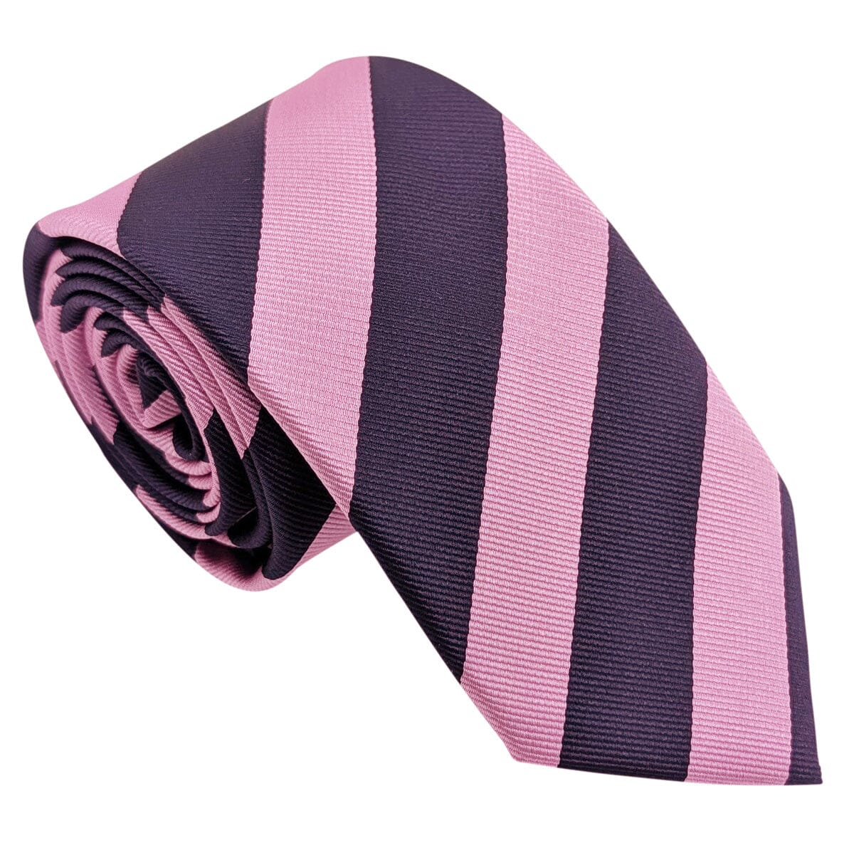 Navy & Pink Stripe Wedding Tie - Wedding Tie - Polyester Regular Tie Only