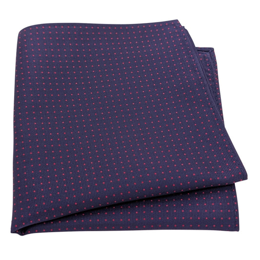 Navy & Red Pin Dots Pocket Square - Wedding Pocket Square - 