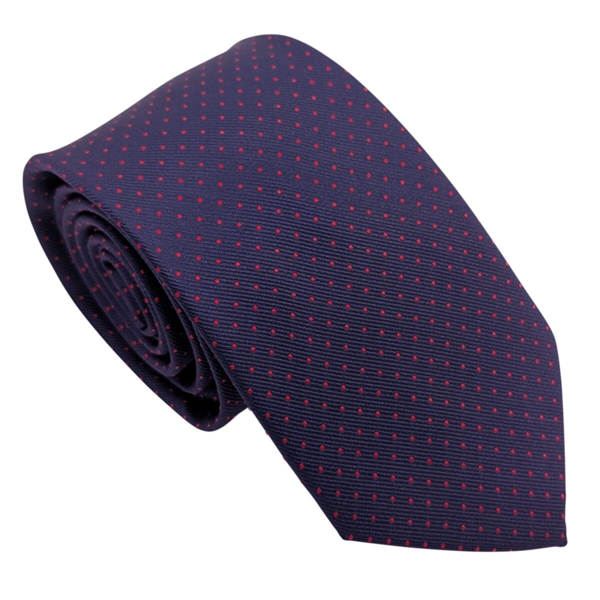 Navy & Red Pin Dots Wedding Tie - Wedding Tie - Polyester Regular Tie Only