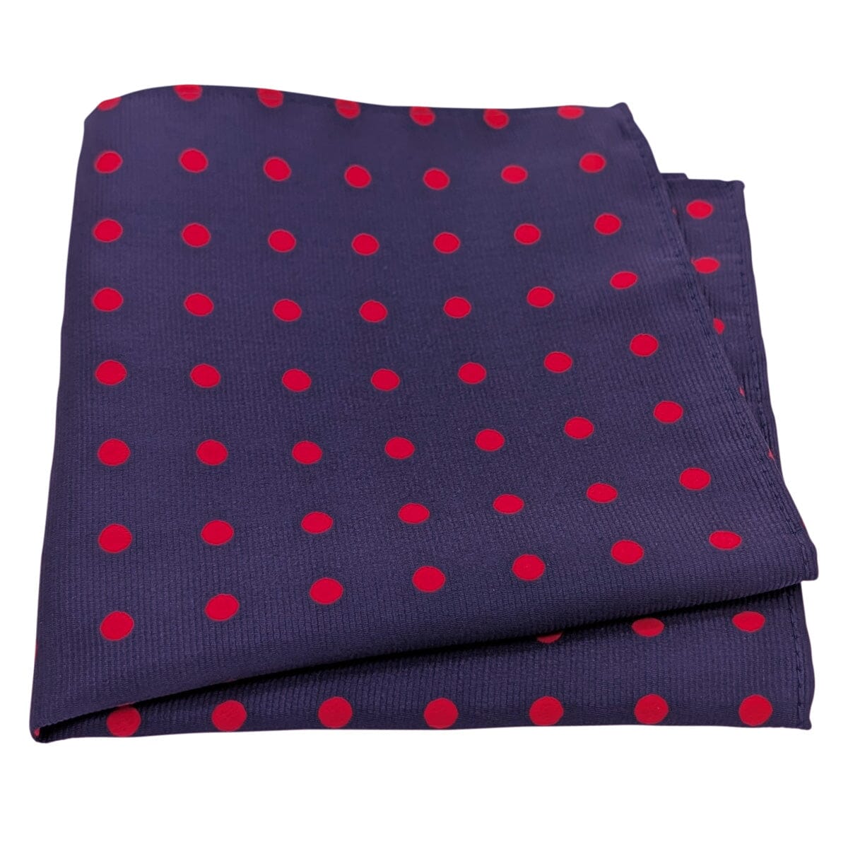 Navy & Red Spot Pocket Square - Wedding Pocket Square - 