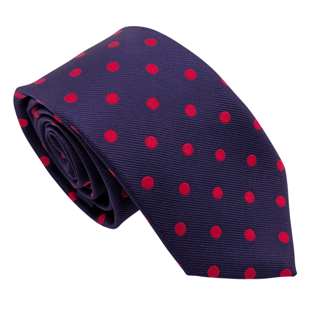 Navy & Red Spot Wedding Tie - Wedding Tie - Polyester Regular Tie Only