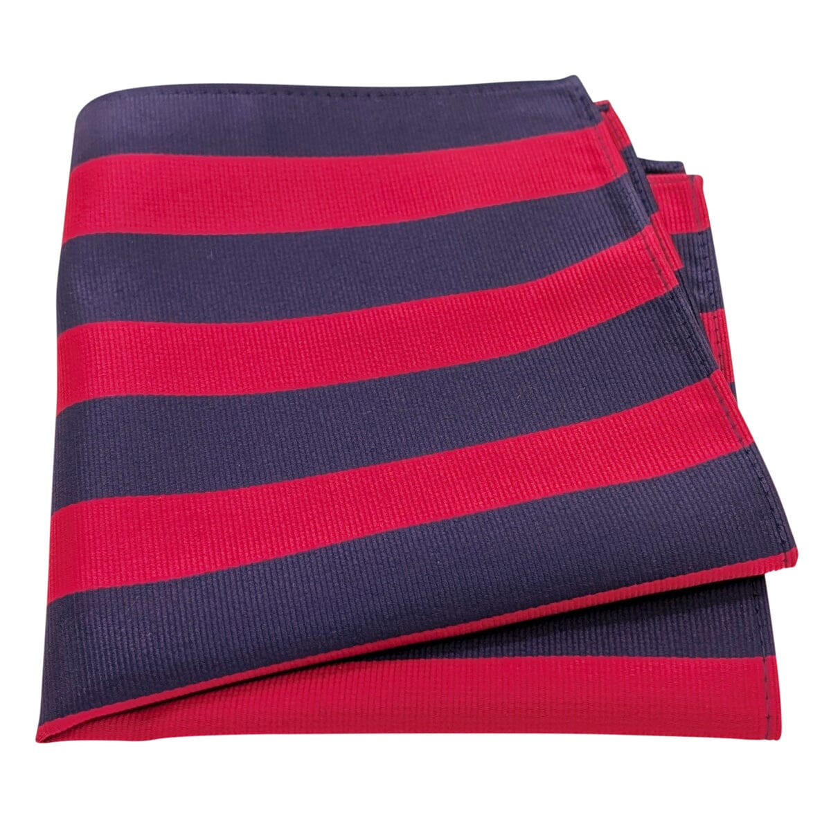 Navy & Red Stripe Pocket Square - Wedding Pocket Square - 