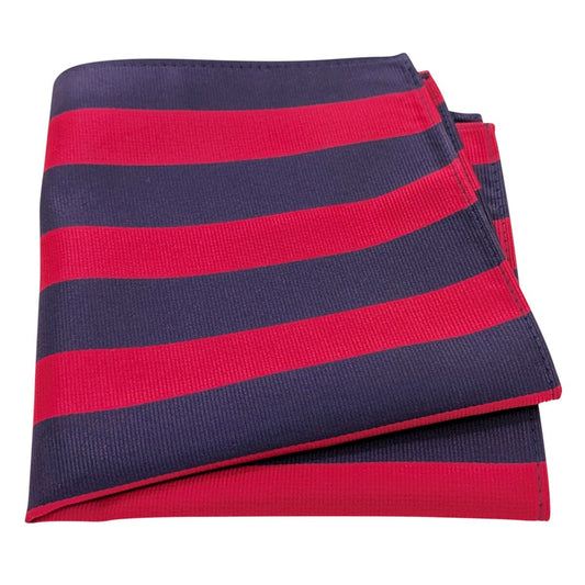 Navy & Red Stripe Pocket Square - Wedding Pocket Square - 