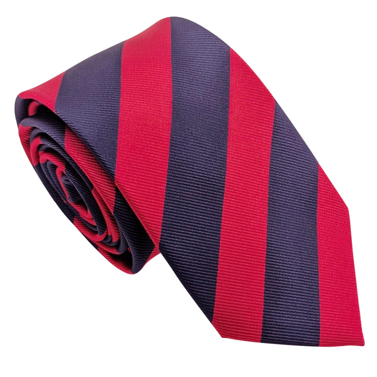 Navy & Red Stripe Wedding Tie - Wedding Tie - Polyester Regular Tie Only