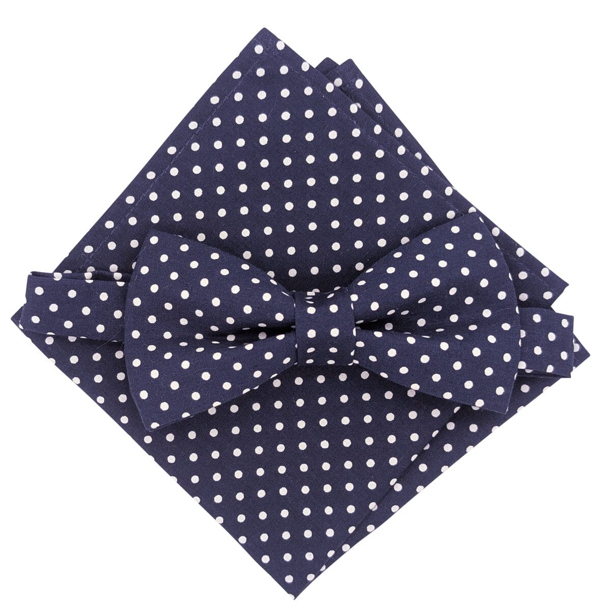 Navy Spot Bow Tie - Bow Ties - Pre-Tied Bow Tie & Pocket Square - Save £1.00 