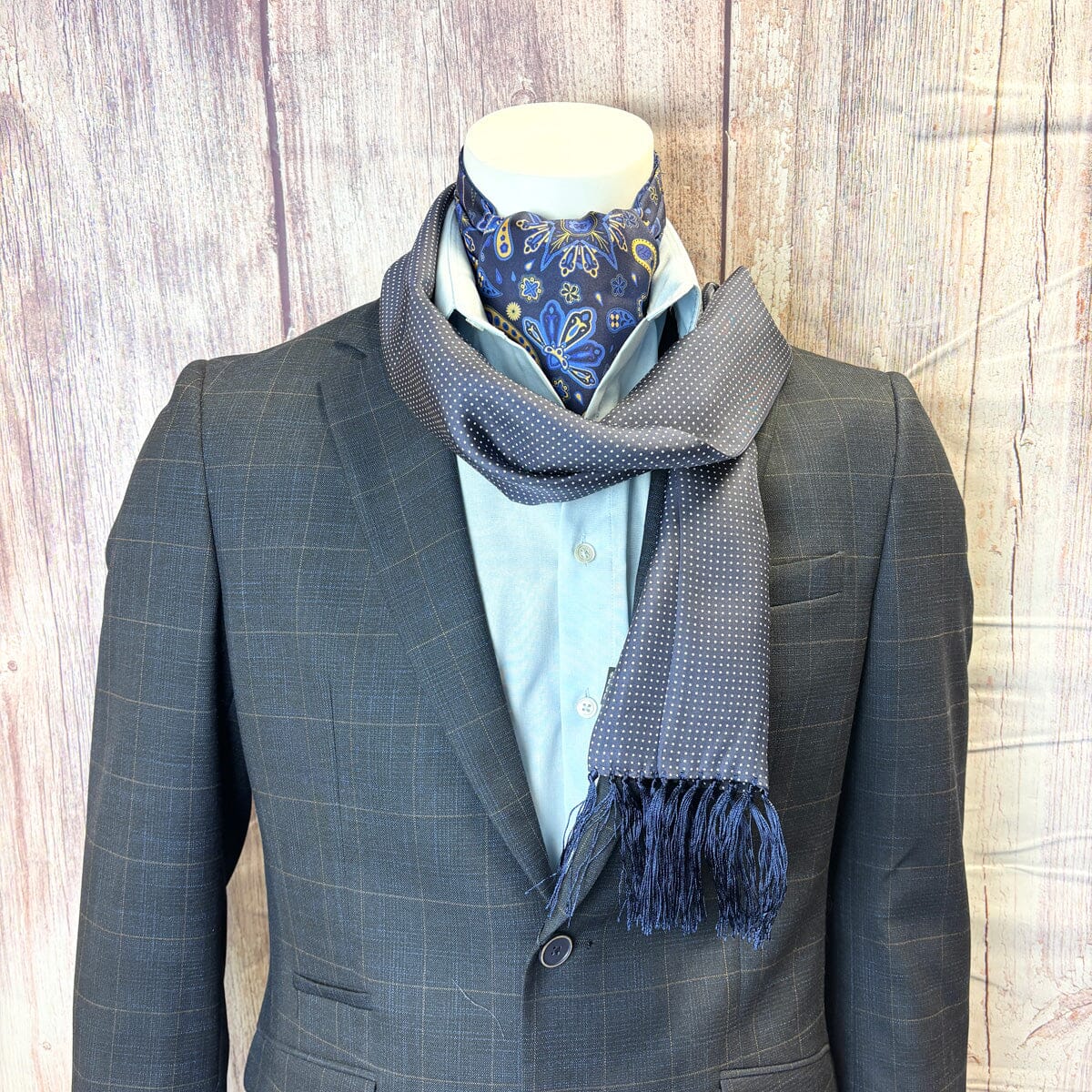 Navy Spot Silk Scarf - Scarves - 