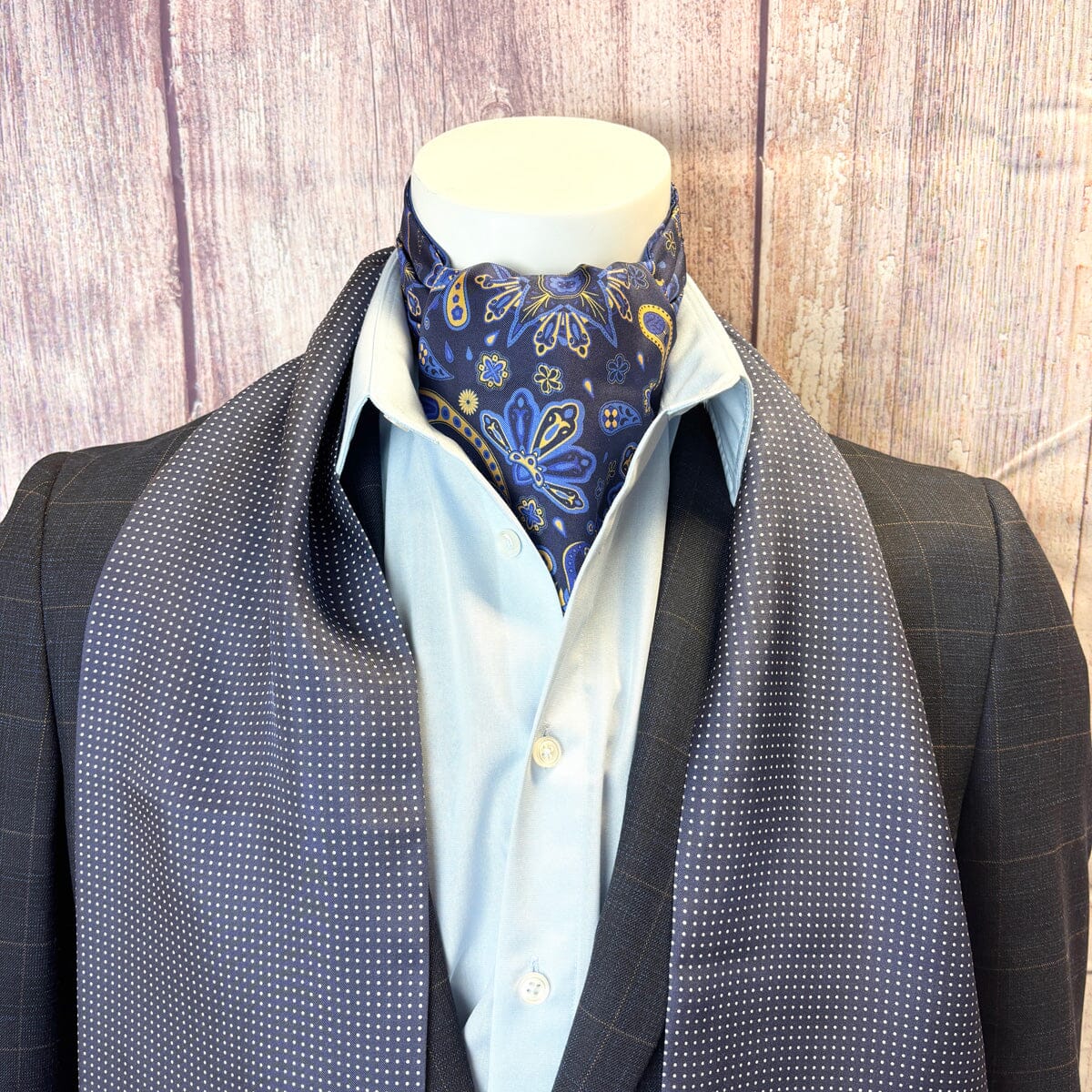 Navy Spot Silk Scarf - Scarves - 