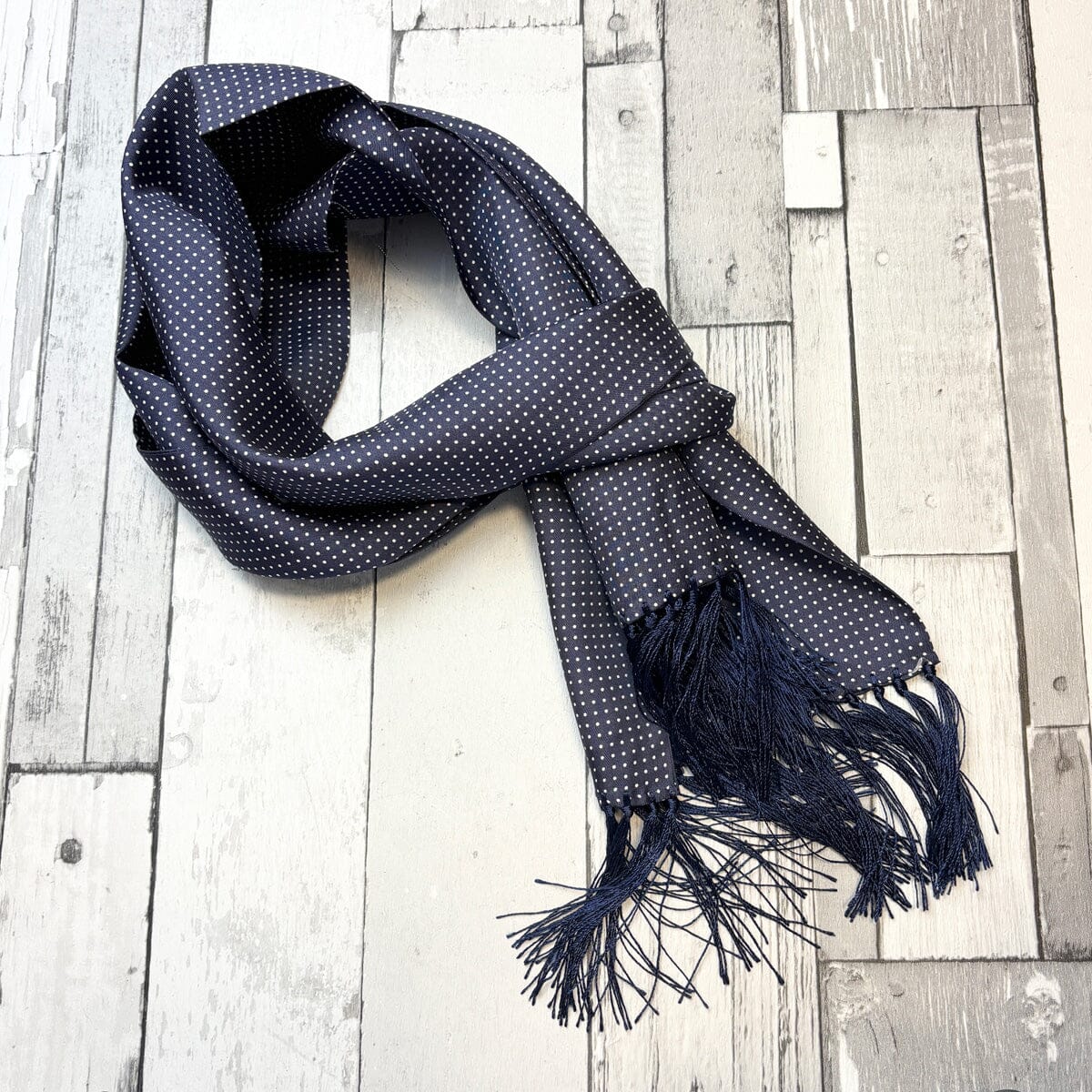 Navy Spot Silk Scarf - Scarves - 