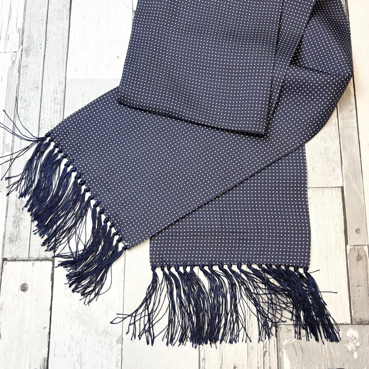 Navy Spot Silk Scarf - Scarves - 