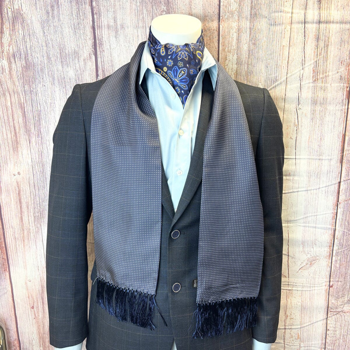 Navy Spot Silk Scarf - Scarves - 