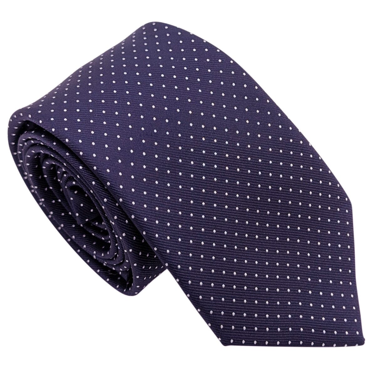 Navy & White Pin Dots Wedding Tie - Wedding Tie - Polyester Regular Tie Only