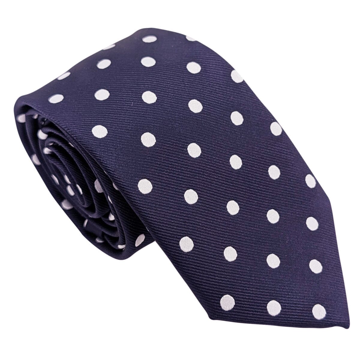 Navy & White Spot Wedding Tie - Wedding Tie - Polyester Regular Tie Only