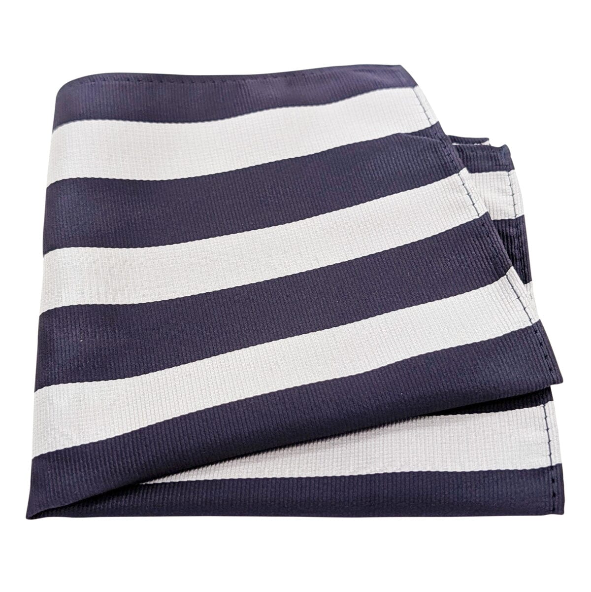 Navy & White Stripe Pocket Square - Wedding Pocket Square - 