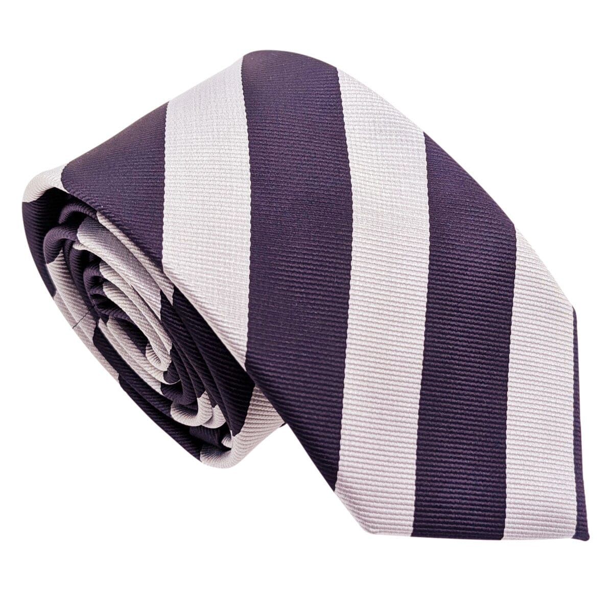 Navy & White Stripe Wedding Tie - Wedding Tie - Polyester Regular Tie Only