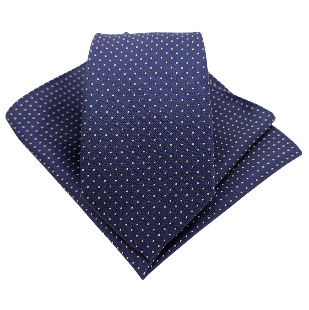 Navy & Yellow Pin Dots Pocket Square - Wedding Pocket Square - 