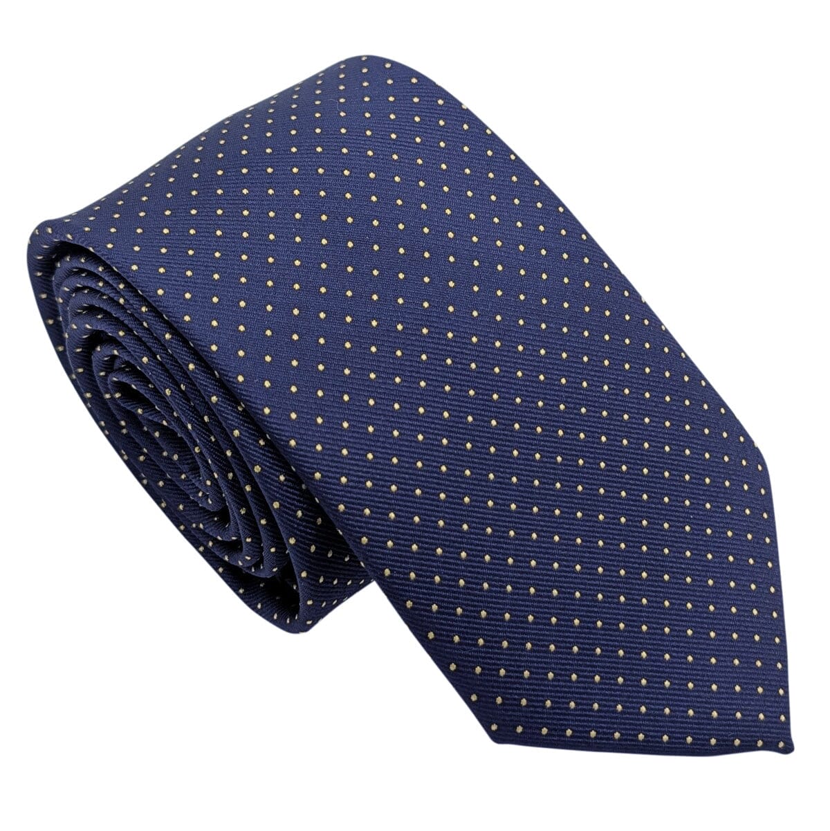Navy & Yellow Pin Dots Wedding Tie - Wedding Tie - Polyester Regular Tie Only