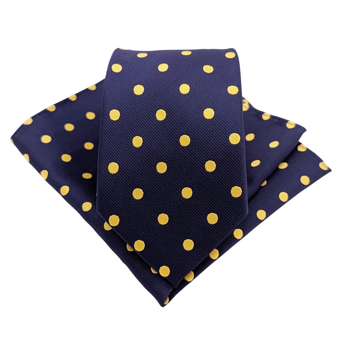 Navy & Yellow Spot Pocket Square - Wedding Pocket Square - 