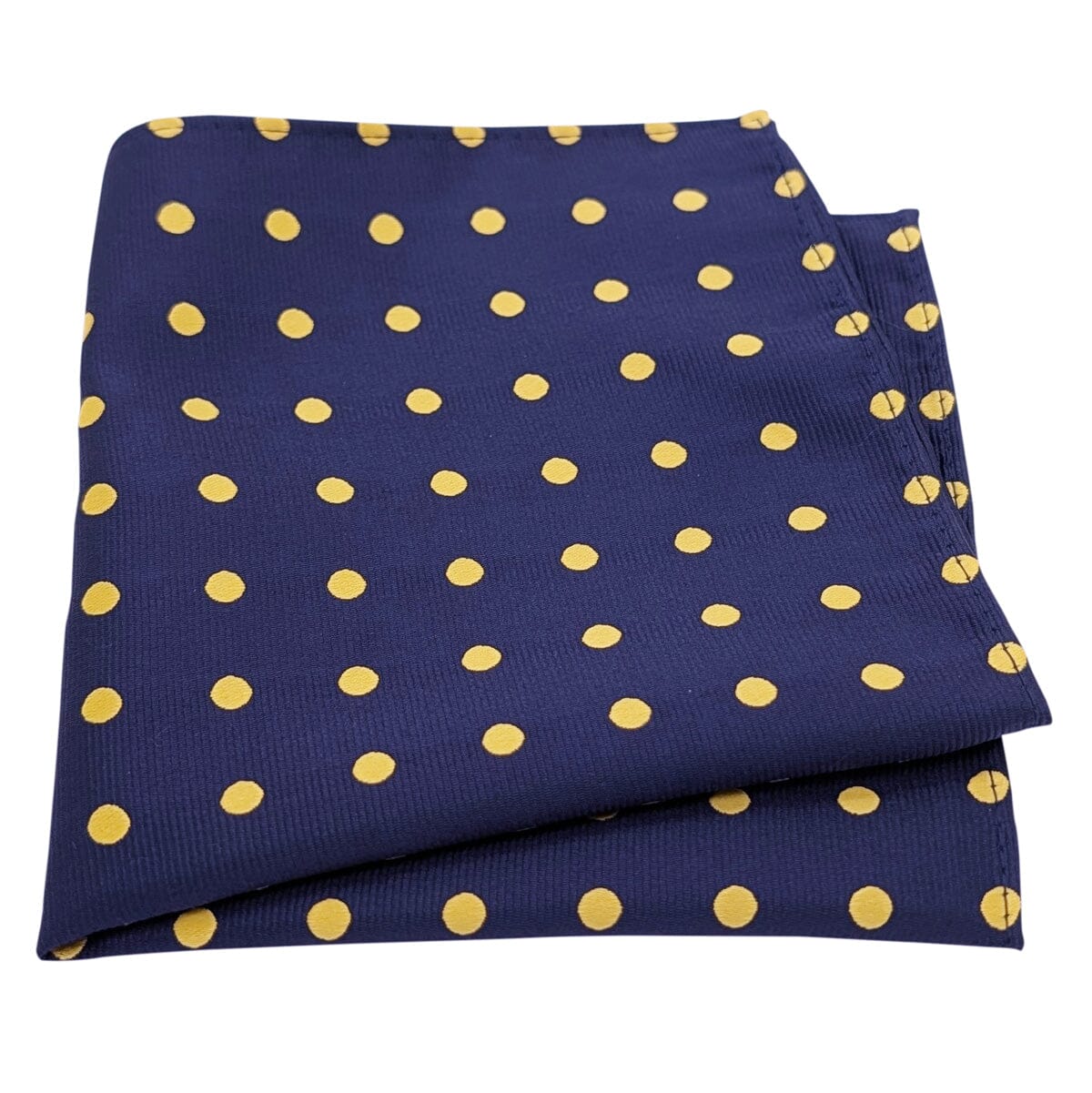 Navy & Yellow Spot Pocket Square - Wedding Pocket Square - 