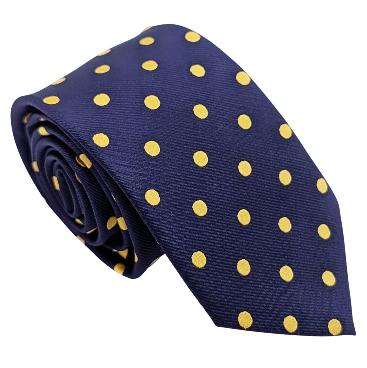 Navy & Yellow Spot Wedding Tie - Wedding Tie - Polyester Regular Tie Only